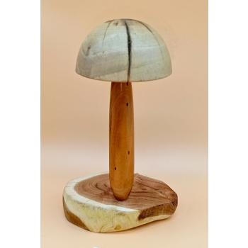 Grzyb wykonanay z akacji, czereśni i orzech włoskiego szer.13,5cm/wys.21cm/dł.6,5cm