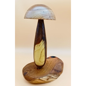 Grzyb wykonanay z akacji, akacji ozdobnej i orzech włoskiego szer.19cm/wys.25cm/dł.10cm