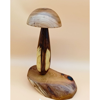 Grzyb wykonanay z akacji, akacji ozdobnej i orzech włoskiego szer.19cm/wys.25cm/dł.10cm