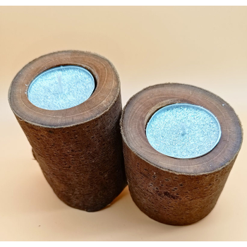 Pieńki drewniane dł.13,3cm/wys.8cm   dł.6,4cm/wys.6,3cm komplet 2szt.