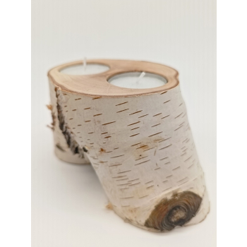 Świecznik z brzozy dł.15,5cm/szer.6,5cm/wys.8cm