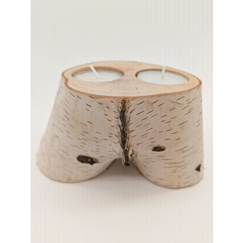 Świecznik z brzozy dł.15,5cm/szer.6,5cm/wys.8cm