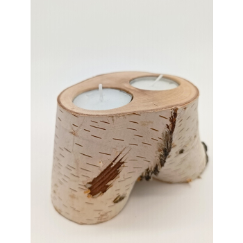Świecznik z brzozy dł.15,5cm/szer.6,5cm/wys.8cm