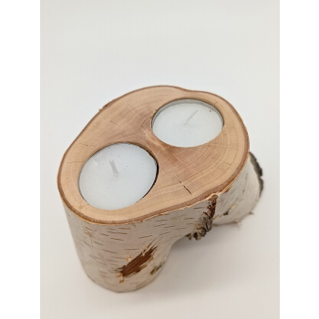 Świecznik z brzozy dł.15,5cm/szer.6,5cm/wys.8cm