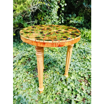 Stolik kawowy plastry drewniane zalewane żywicą epoksydową średnica 38cm/wys.46,5cm
