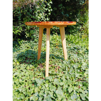 Stolik kawowy plastry drewniane zalewane żywicą epoksydową średnica 38,5cm/wys.41,5cm