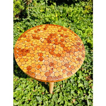 Stolik kawowy plastry drewniane zalewane żywicą epoksydową średnica 37,5cm/wys.47cm