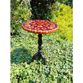 Stolik kawowy plastry drewniane zalewane żywicą epoksydową średnica 37cm/wys.57,5cm