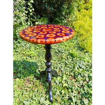 Stolik kawowy plastry drewniane zalewane żywicą epoksydową średnica 37cm/wys.57,5cm