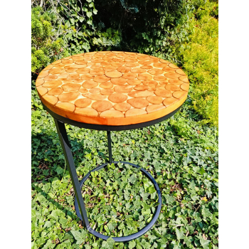 Stolik kawowy plastry drewniane zalewane żywicą epoksydową średnica 40cm/wys.61cm