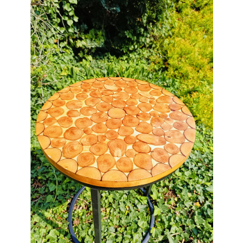 Stolik kawowy plastry drewniane zalewane żywicą epoksydową średnica 40cm/wys.61cm