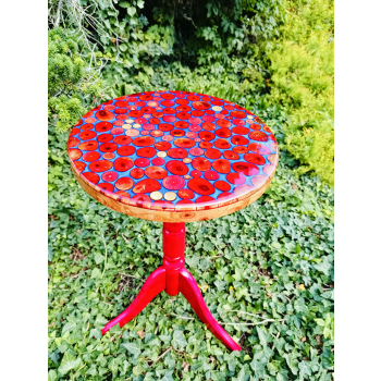 Stolik kawowy plastry drewniane zalewane żywicą epoksydową średnica 37,5cm/wys.67cm