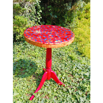 Stolik kawowy plastry drewniane zalewane żywicą epoksydową średnica 37,5cm/wys.67cm