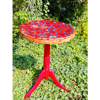 Stolik kawowy plastry drewniane zalewane żywicą epoksydową średnica 37,5cm/wys.67cm