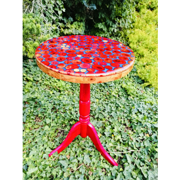 Stolik kawowy plastry drewniane zalewane żywicą epoksydową średnica 37,5cm/wys.67cm
