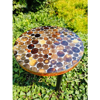 Stolik kawowy plastry drewniane zalewane żywicą epoksydową średnica 37,5cm/wys.39,5cm