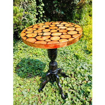 Stolik kawowy plastry drewniane zalewane żywicą epoksydową średnica 37,5cm/wys.58cm