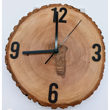 Zegar z plastra brzozy dł.22cm/wys.3,5cm