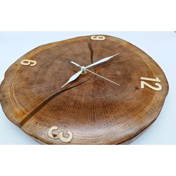Zegar Z plastra dębu dł.34cm/szer.31cm/ wys.3cm